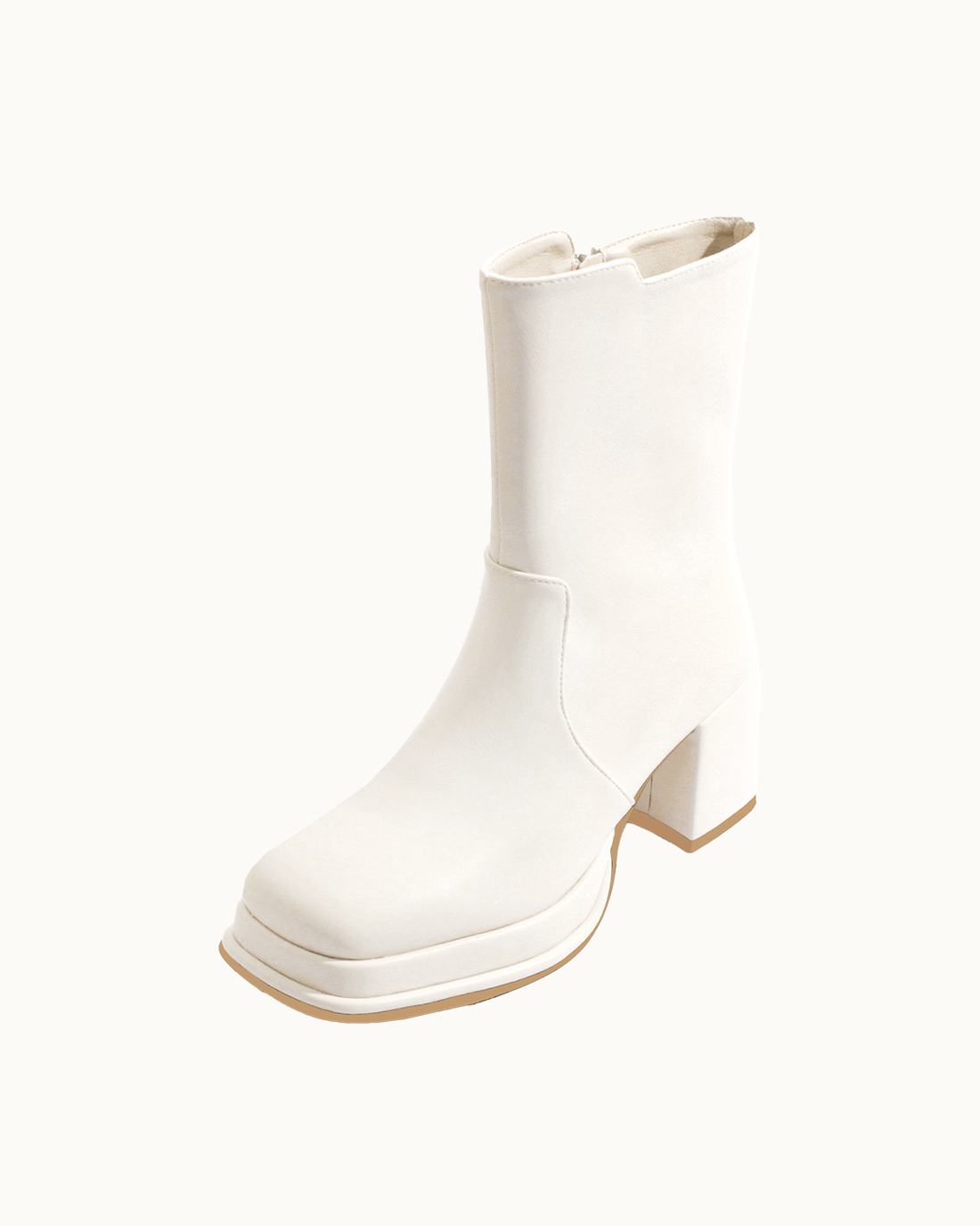 Sonia Square Toe Ankle Boots (Ivory)